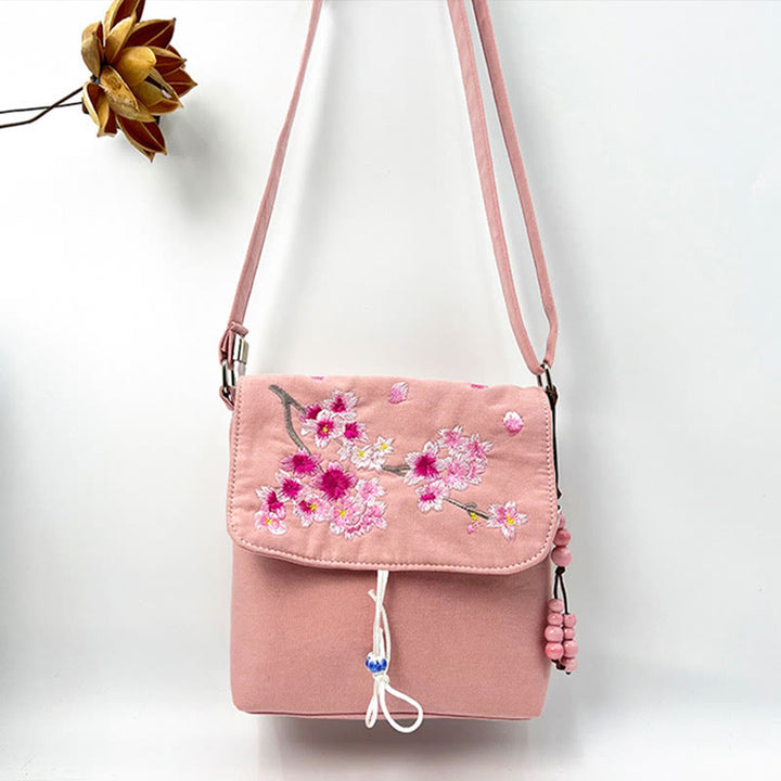 Buddha Stones Embroidered Camellia Epiphyllum Gardenia Sakura Flowers Crossbody Bag Shoulder Bag Cellphone Bag - image 29