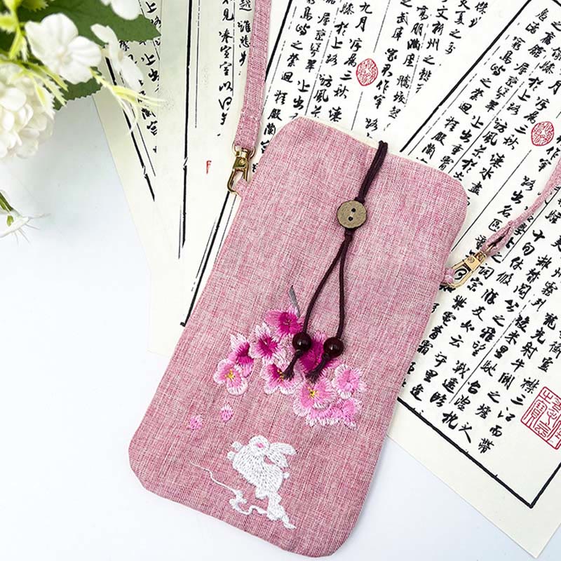 Buddha Stones Small Embroidered Flowers Crossbody Bag Shoulder Bag Cellphone Bag 11*20cm - image 35