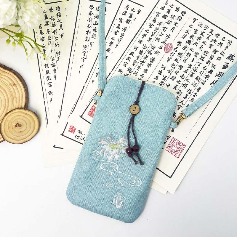 Buddha Stones Small Embroidered Flowers Crossbody Bag Shoulder Bag Cellphone Bag 11*20cm - image 21