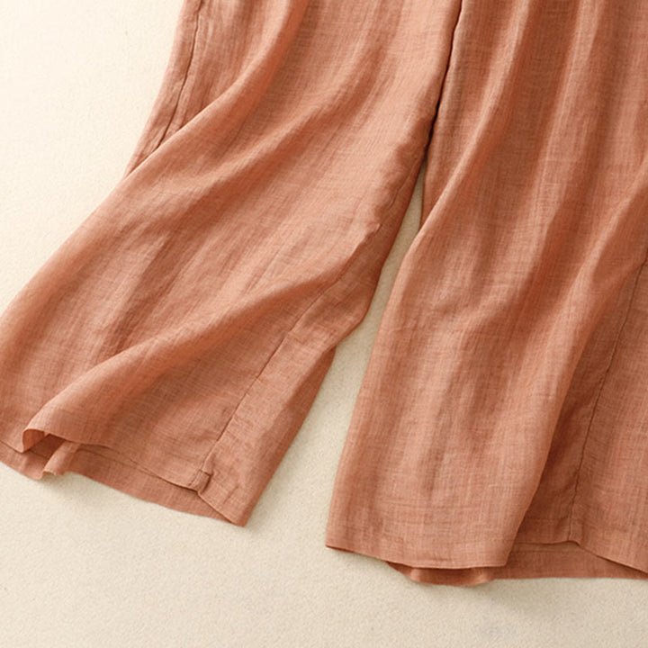 Buddha Stones Floral Print High Waist Cotton Linen Drawstring Wide Leg Pants With Pockets - image 17