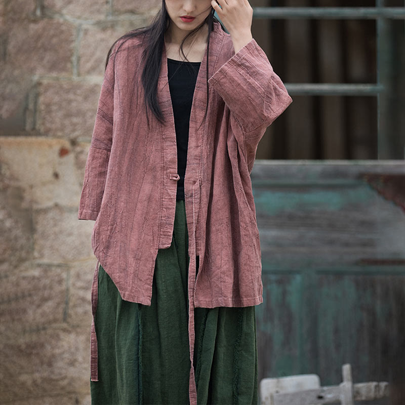 Buddha Stones Tie Dye Lace-up Design Coat Zen Meditation Open Front Top Jacket - image 16