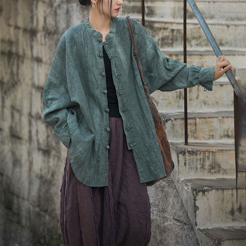 Buddha Stones Tie Dye Frog-Button Long Sleeve Zen Meditation Open Front Jacket - image 13