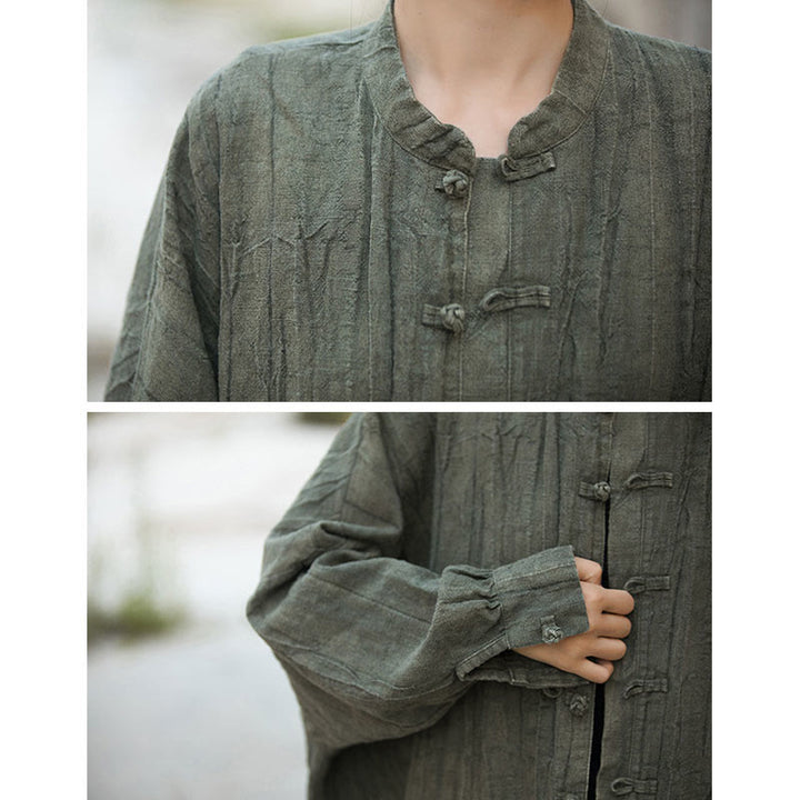 Buddha Stones Tie Dye Frog-Button Long Sleeve Zen Meditation Open Front Jacket - image 21