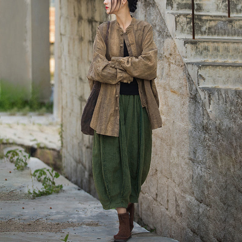 Buddha Stones Tie Dye Frog-Button Long Sleeve Zen Meditation Open Front Jacket - image 3