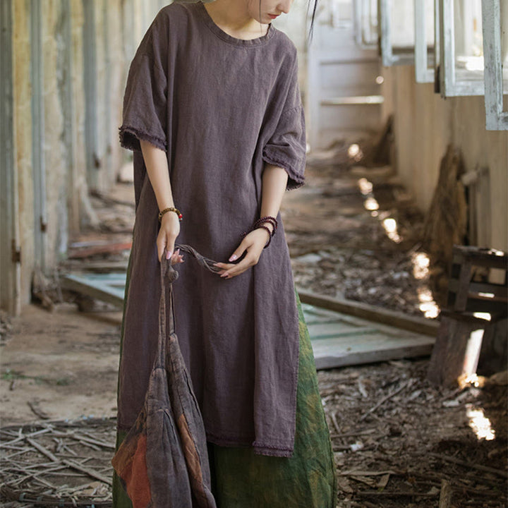 Buddha Stones Ramie Linen Split Hem Top Women's Half Sleeve T-Shirts - image 25