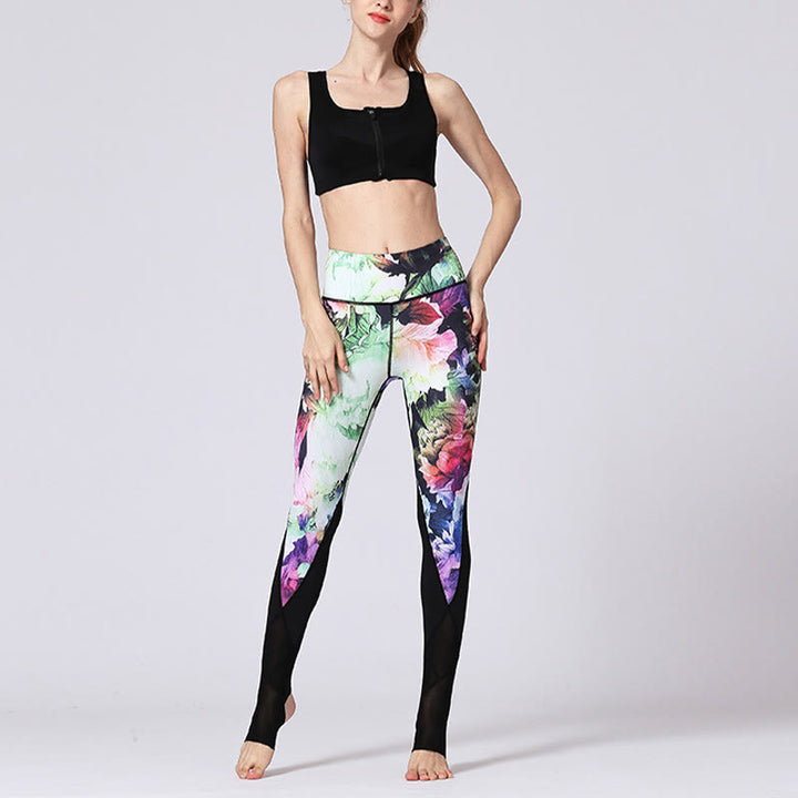 Buddha Stones Rose Peony Flower Print Design Sports Fitness Yoga Leggings Women's Yoga Pants - image 13