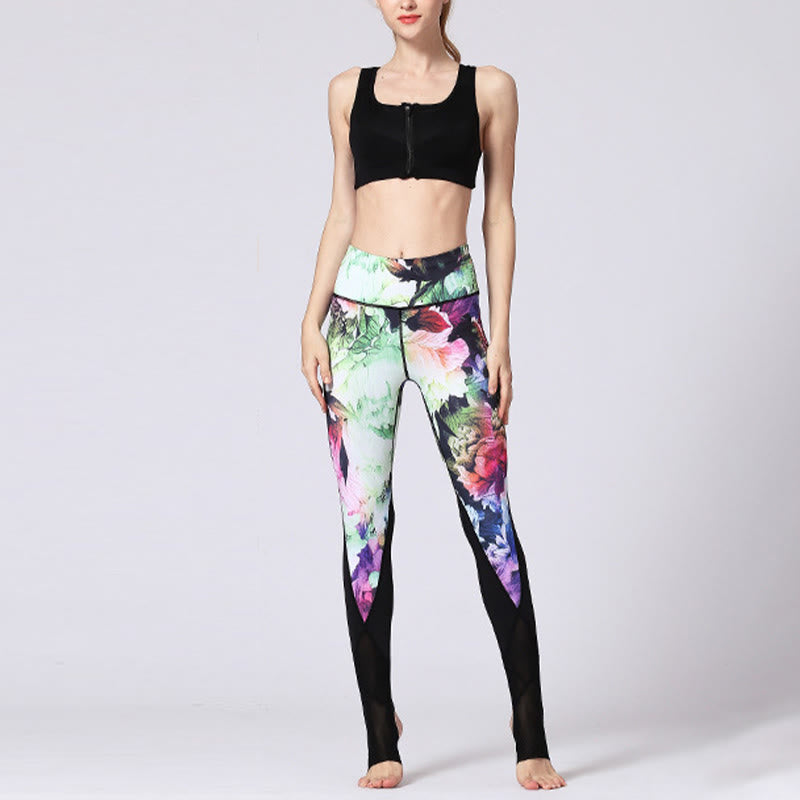 Buddha Stones Rose Peony Flower Print Design Sports Fitness Yoga Leggings Women's Yoga Pants - image 14