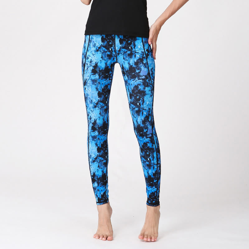 Buddha Stones Camo Print Sports Fitness Yoga High Waist Leggings Women's Yoga Pants - Blue Black - US8-10，UK/AU12-14，EU40-42 (XL) - image 9