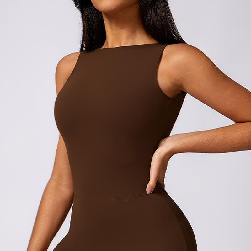 Buddha Stones Women Casual Sleeveless Jumpsuit Flare Pants Sports Fitness Yoga Bodysuit - image 24