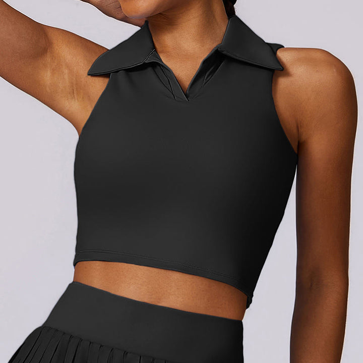 Buddha Stones Polo Collar Crop Tank Top Tennis Skirts Pleated Shorts With Pocket Sports Yoga Outfits - image 17