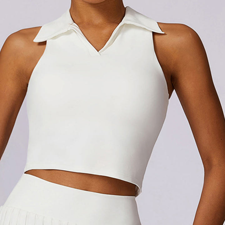 Buddha Stones Polo Collar Crop Tank Top Tennis Skirts Pleated Shorts With Pocket Sports Yoga Outfits - image 28