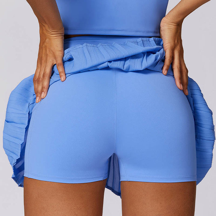 Buddha Stones Polo Collar Crop Tank Top Tennis Skirts Pleated Shorts With Pocket Sports Yoga Outfits - image 46