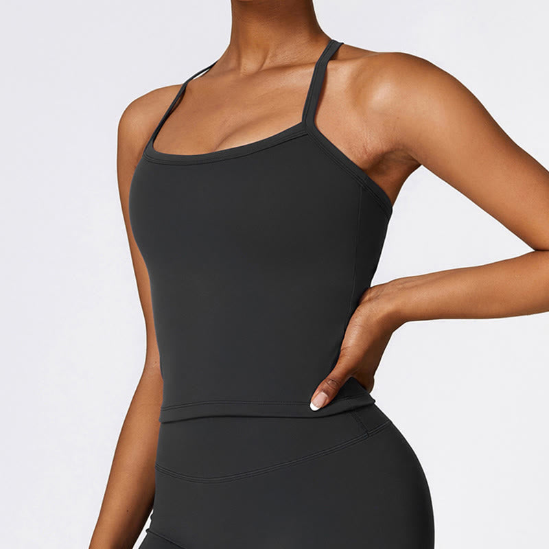 Buddha Stones Solid Color Crop Tank Top High Waist Shorts Sports Fitness Gym Yoga Outfits - image 13