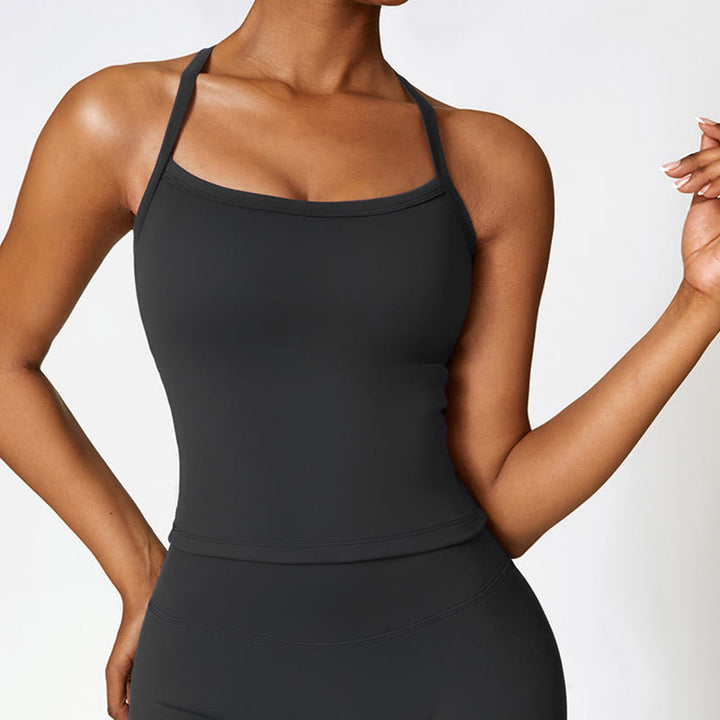 Buddha Stones Solid Color Crop Tank Top High Waist Shorts Sports Fitness Gym Yoga Outfits - image 17