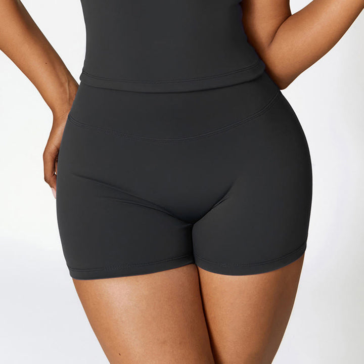 Buddha Stones Solid Color Crop Tank Top High Waist Shorts Sports Fitness Gym Yoga Outfits - image 23