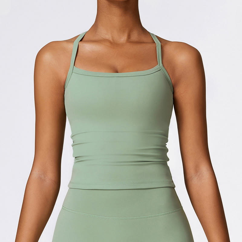 Buddha Stones Solid Color Crop Tank Top High Waist Shorts Sports Fitness Gym Yoga Outfits - image 53