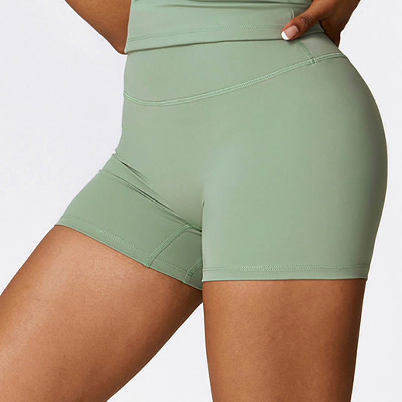 Buddha Stones Solid Color Crop Tank Top High Waist Shorts Sports Fitness Gym Yoga Outfits - image 57