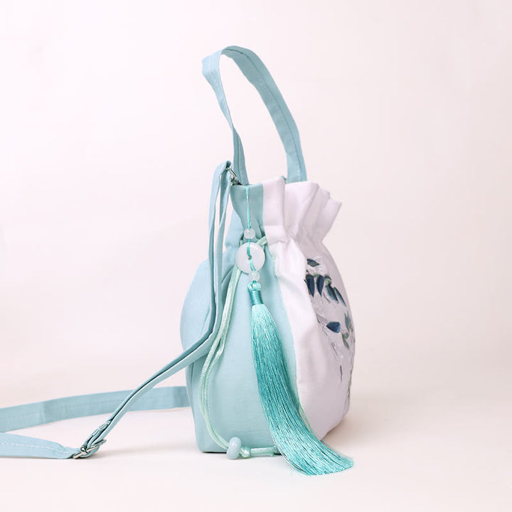 Buddha Stones Embroidered Flowers Wisteria Lily Cotton Linen Tote Crossbody Bag Shoulder Bag Handbag - image 6