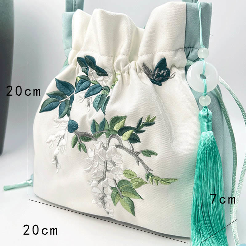 Buddha Stones Embroidered Flowers Wisteria Lily Cotton Linen Tote Crossbody Bag Shoulder Bag Handbag - image 8