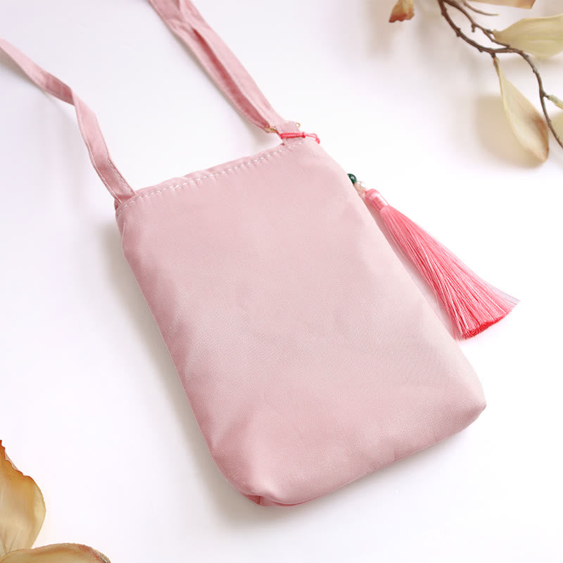 Buddha Stones Small Embroidered Flowers Crossbody Bag Shoulder Bag Double Layer Cellphone Bag - image 4