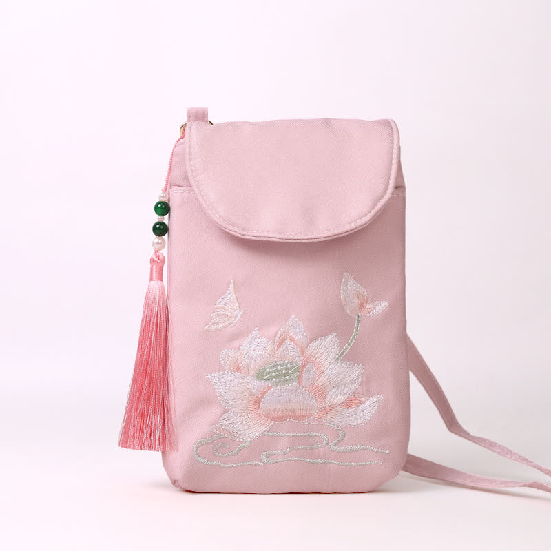 Buddha Stones Small Embroidered Flowers Crossbody Bag Shoulder Bag Double Layer Cellphone Bag - image 7