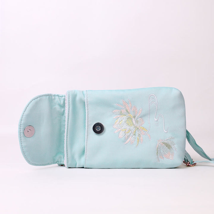 Buddha Stones Small Embroidered Flowers Crossbody Bag Shoulder Bag Double Layer Cellphone Bag - image 11