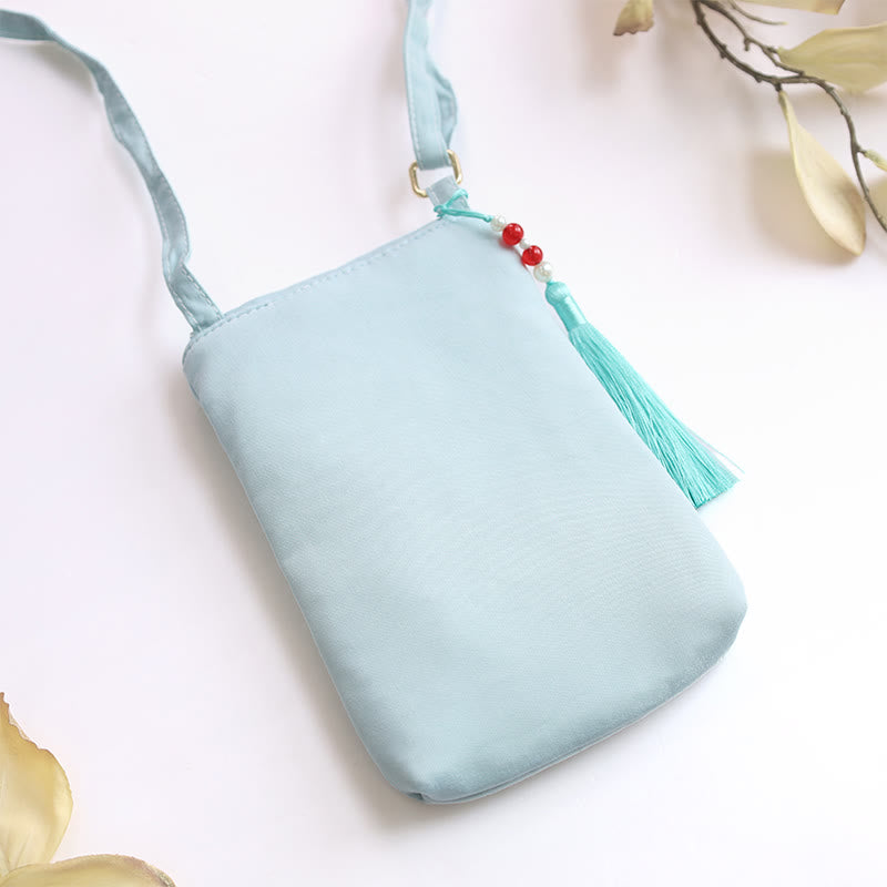 Buddha Stones Small Embroidered Flowers Crossbody Bag Shoulder Bag Double Layer Cellphone Bag - image 12