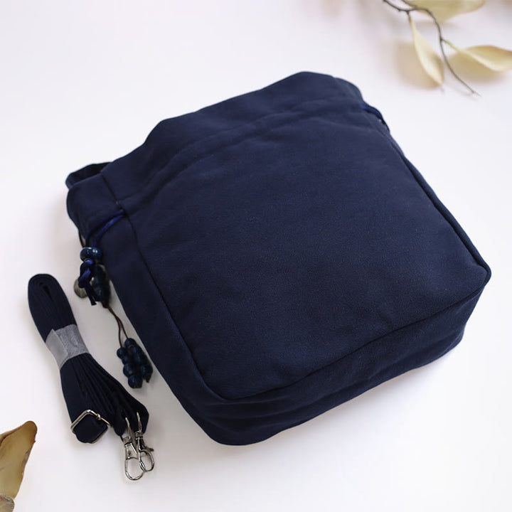 Buddha Stones Embroidered Butterfly Lotus Magnolia Cotton Linen Tote Crossbody Bag Shoulder Bag Handbag - image 4