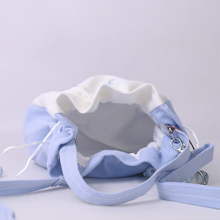 Buddha Stones Embroidered Butterfly Lotus Magnolia Cotton Linen Tote Crossbody Bag Shoulder Bag Handbag - image 8