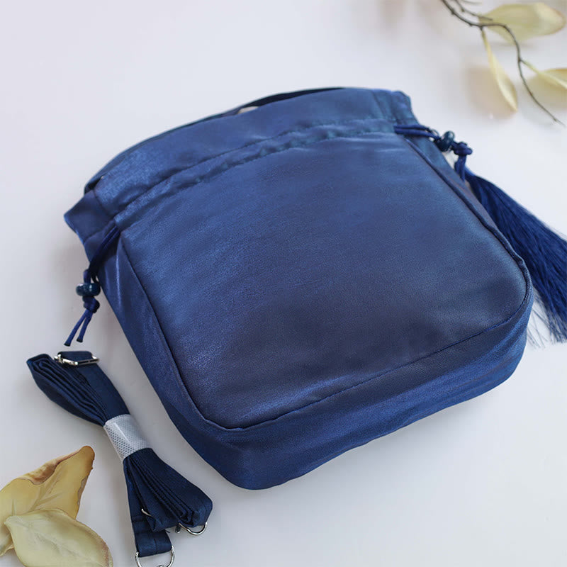 Buddha Stones Embroidered Lotus Koi Fish Crane Camellia Cotton Linen Tote Crossbody Bag Shoulder Bag Handbag - image 3