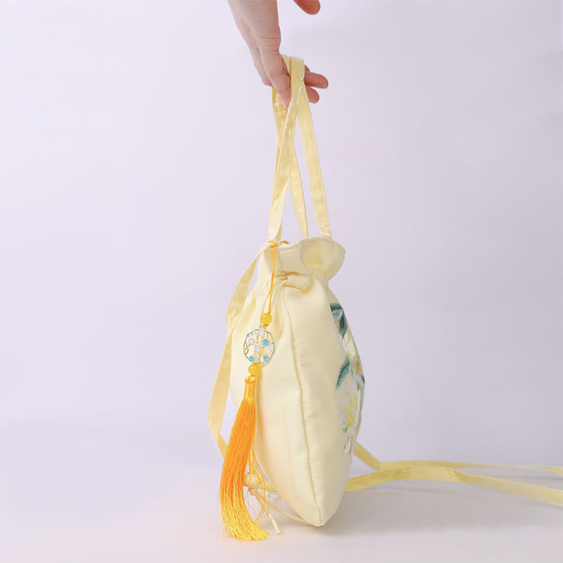 Buddha Stones Lotus Peony Epiphyllum Phoenix Suzhou Embroidery Cotton Linen Tote Crossbody Bag Shoulder Bag Handbag - image 6