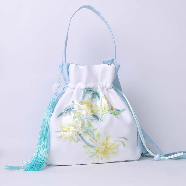 Buddha Stones Suzhou Embroidery Rabbit Lotus Epiphyllum Peony Magnolia Silk Tote Crossbody Bag Shoulder Bag Handbag - image 6
