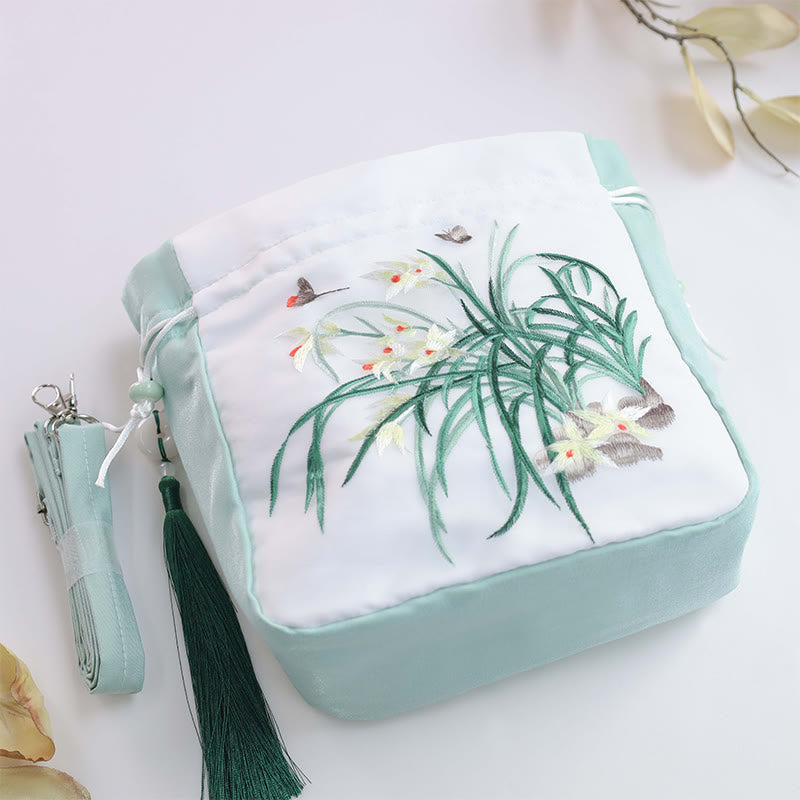 Buddha Stones Suzhou Embroidery Rabbit Lotus Epiphyllum Peony Magnolia Silk Tote Crossbody Bag Shoulder Bag Handbag - image 22