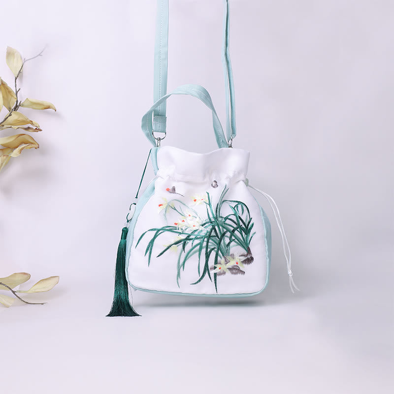 Buddha Stones Suzhou Embroidery Rabbit Lotus Epiphyllum Peony Magnolia Silk Tote Crossbody Bag Shoulder Bag Handbag - image 21