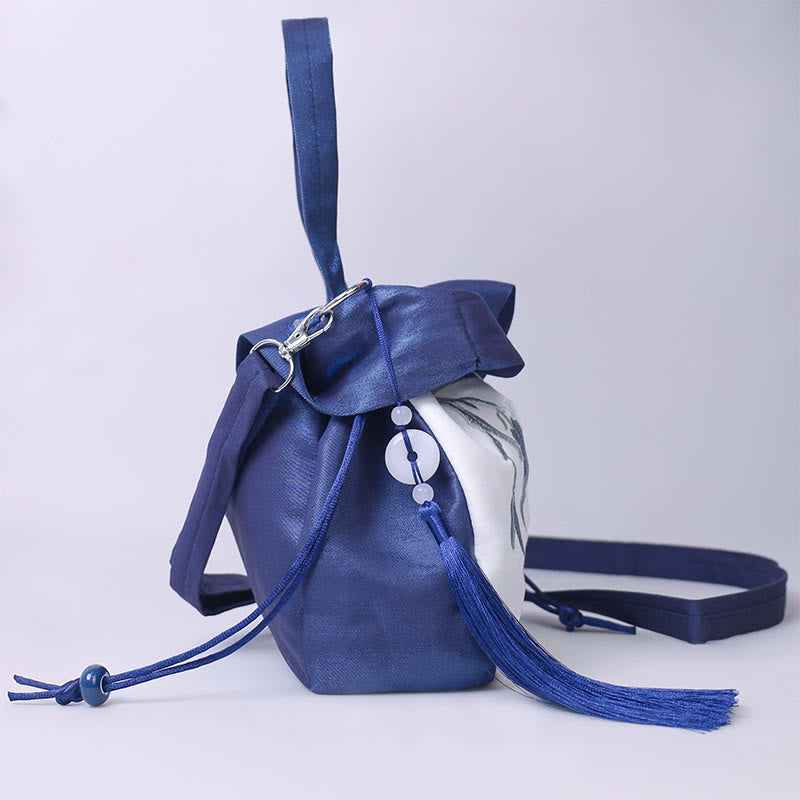 Buddha Stones Suzhou Embroidery Camellia Magnolia Peony Lotus Silk Tote Crossbody Bag Shoulder Bag Handbag - image 5