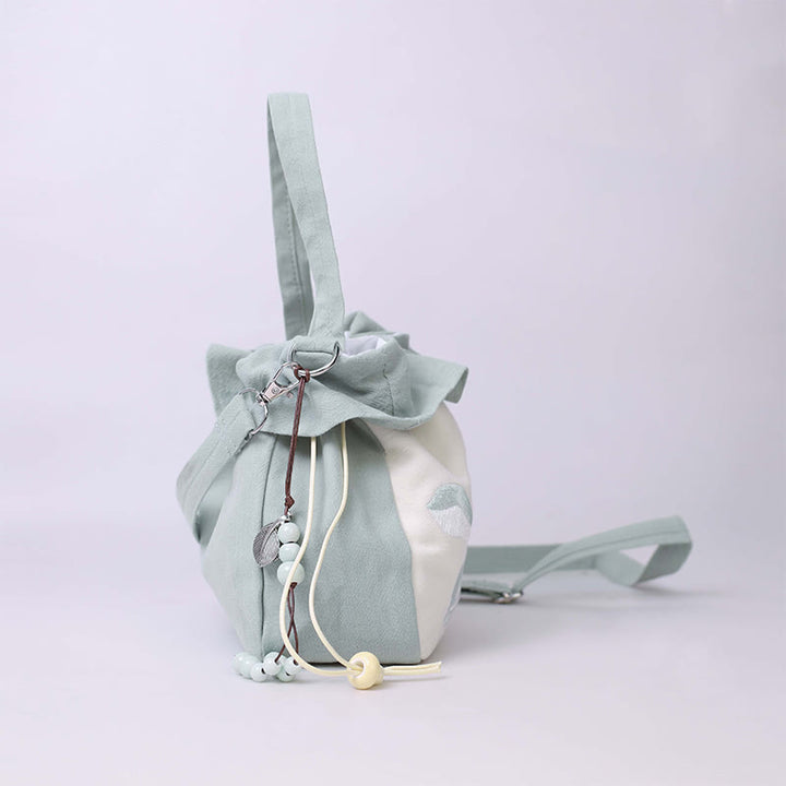 Buddha Stones Suzhou Embroidery Lotus Epiphyllum Magnolia Cotton Linen Tote Crossbody Bag Shoulder Bag Handbag - image 4