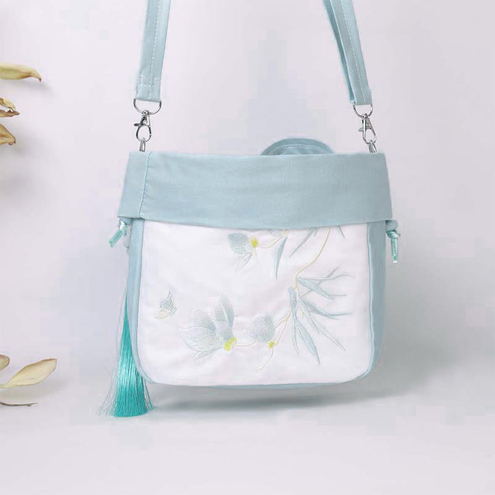 Buddha Stones Suzhou Embroidery Lotus Epiphyllum Magnolia Cotton Linen Tote Crossbody Bag Shoulder Bag Handbag - image 19