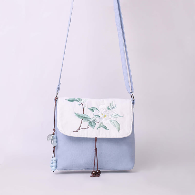 Buddha Stones Embroidered Camellia Epiphyllum Gardenia Sakura Flowers Crossbody Bag Shoulder Bag Cellphone Bag - image 15