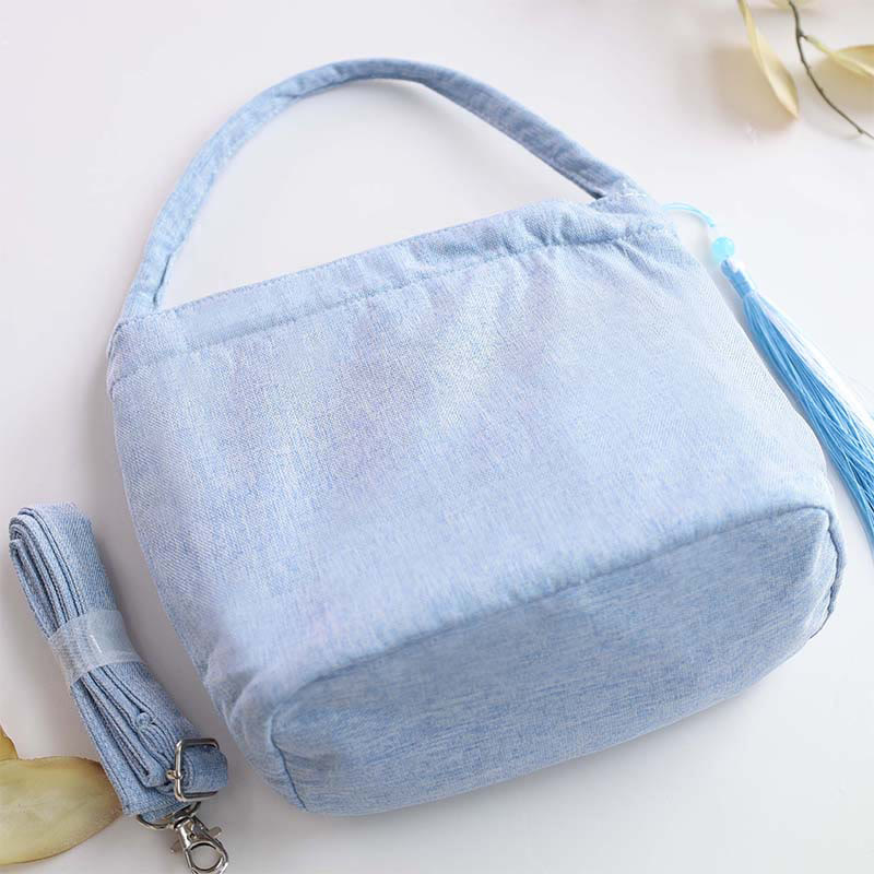 Buddha Stones Embroidery Wisteria Plum Lotus Cherry Blossom Cotton Linen Canvas Tote Crossbody Bag Shoulder Bag Handbag - image 9