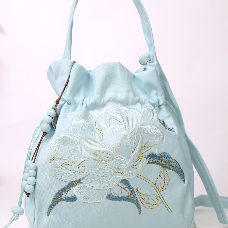 Buddha Stones Embroidered Flowers Wisteria Lily Cotton Linen Tote Crossbody Bag Shoulder Bag Handbag - image 15