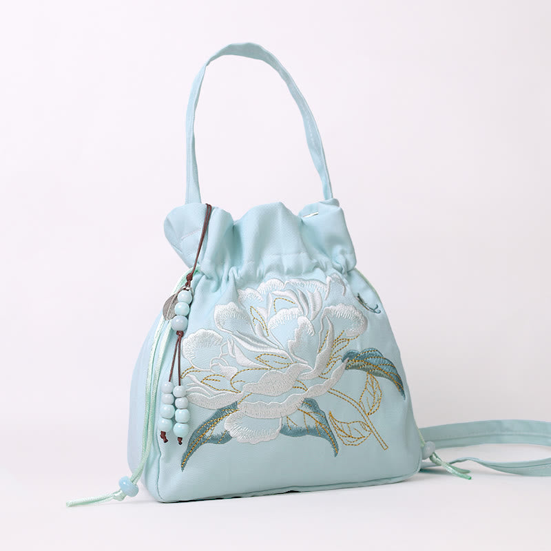 Buddha Stones Embroidered Flowers Wisteria Lily Cotton Linen Tote Crossbody Bag Shoulder Bag Handbag - image 16