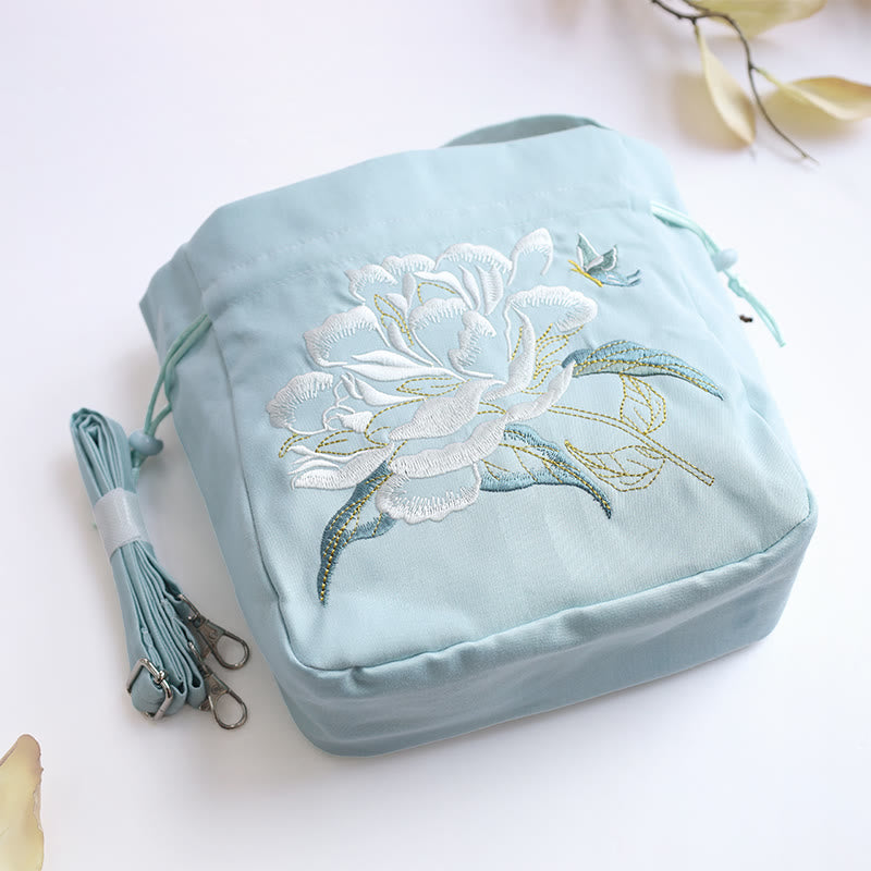 Buddha Stones Embroidered Flowers Wisteria Lily Cotton Linen Tote Crossbody Bag Shoulder Bag Handbag - image 13