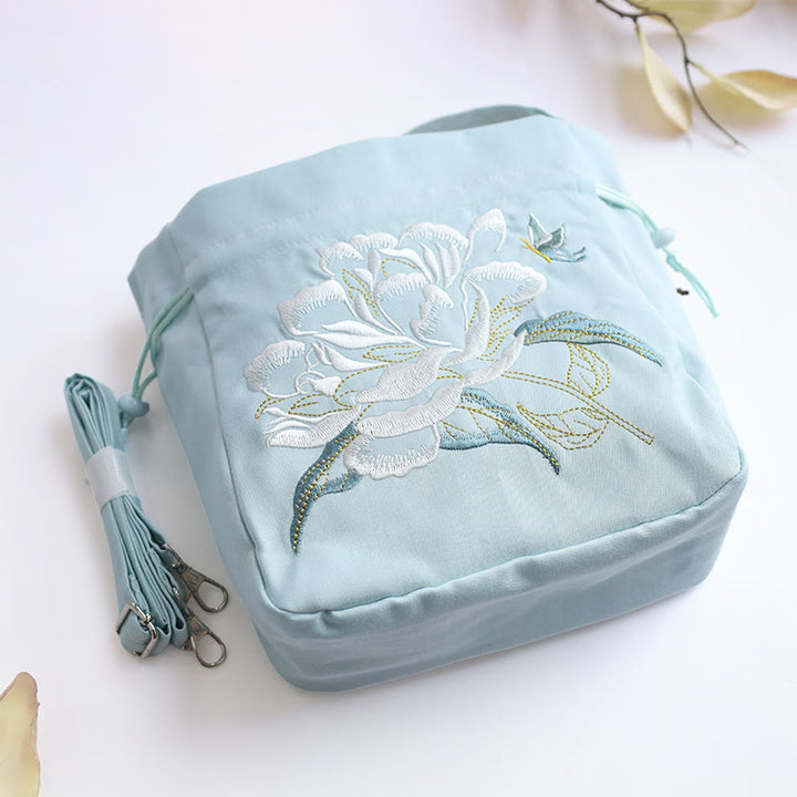 Buddha Stones Embroidered Flowers Wisteria Lily Cotton Linen Tote Crossbody Bag Shoulder Bag Handbag - image 13