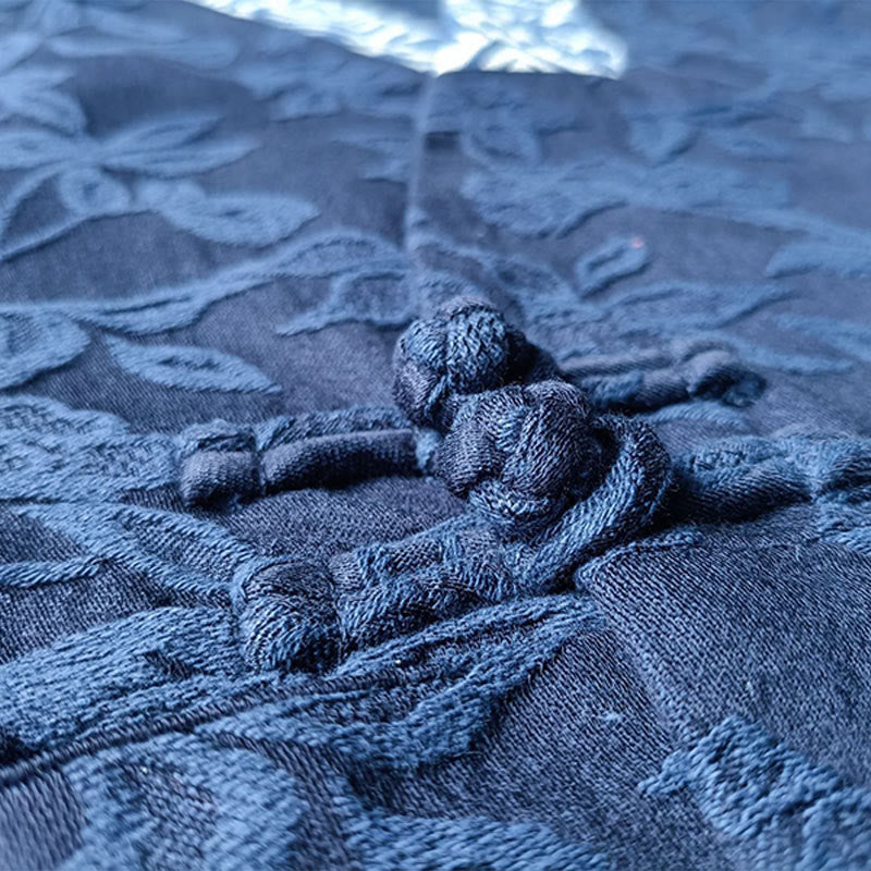 Buddha Stones Flower Jacquard V-Neck Long Sleeve Jacket - image 11