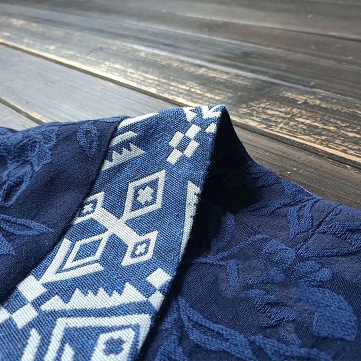 Buddha Stones Flower Jacquard V-Neck Long Sleeve Jacket - image 9