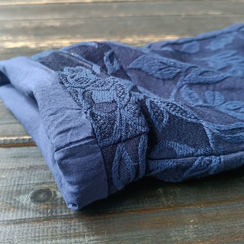 Buddha Stones Flower Jacquard V-Neck Long Sleeve Jacket - image 13