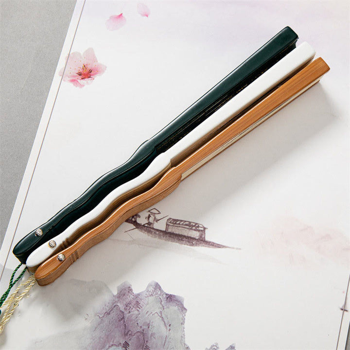 Buddha Stones Flying White Crane Sun Cloud Handheld Silk Bamboo Folding Fan 22cm - image 9