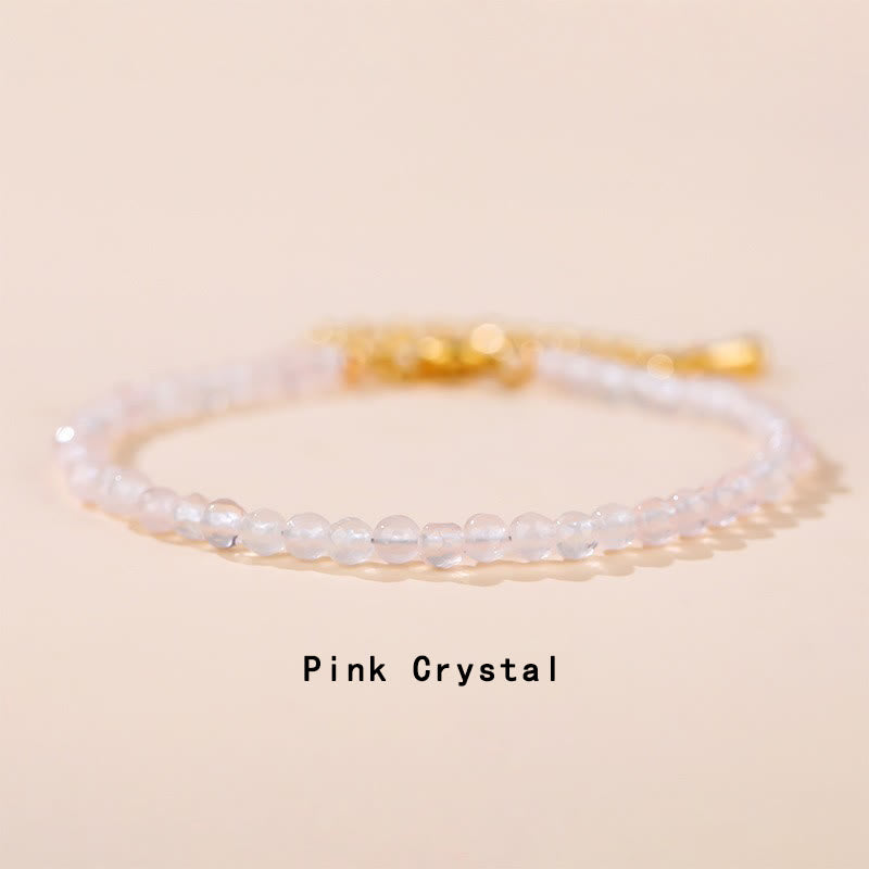 Buddha Stones Strawberry Quartz Prehnite Peridot Lazurite Lapis Lazuli Pink Crystal Tourmaline Healing Chain Bracelet - Pink Crystal(Wrist Circumference 14-17cm) - image 12
