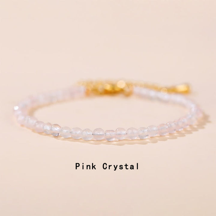 Buddha Stones Strawberry Quartz Prehnite Peridot Lazurite Lapis Lazuli Pink Crystal Tourmaline Healing Chain Bracelet - Pink Crystal(Wrist Circumference 14-17cm) - image 12