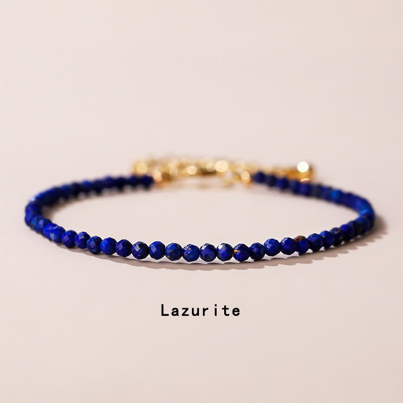 Buddha Stones Strawberry Quartz Prehnite Peridot Lazurite Lapis Lazuli Pink Crystal Tourmaline Healing Chain Bracelet - Lazurite(Wrist Circumference 14-17cm) - image 9